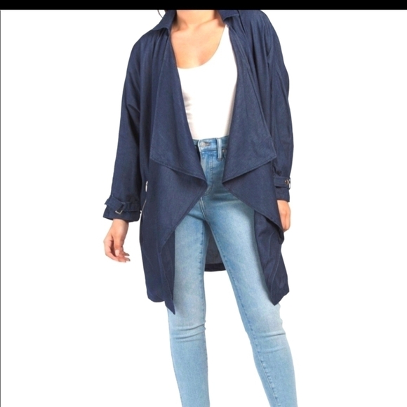 DENIM Shark Bite Shawl Collar Jacket S - Picture 1 of 14